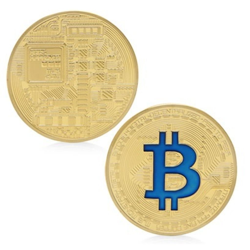 Dekorative Bitcoin Münze - Golden und Blau für Kryptowährungs-Liebhaber KP5731
