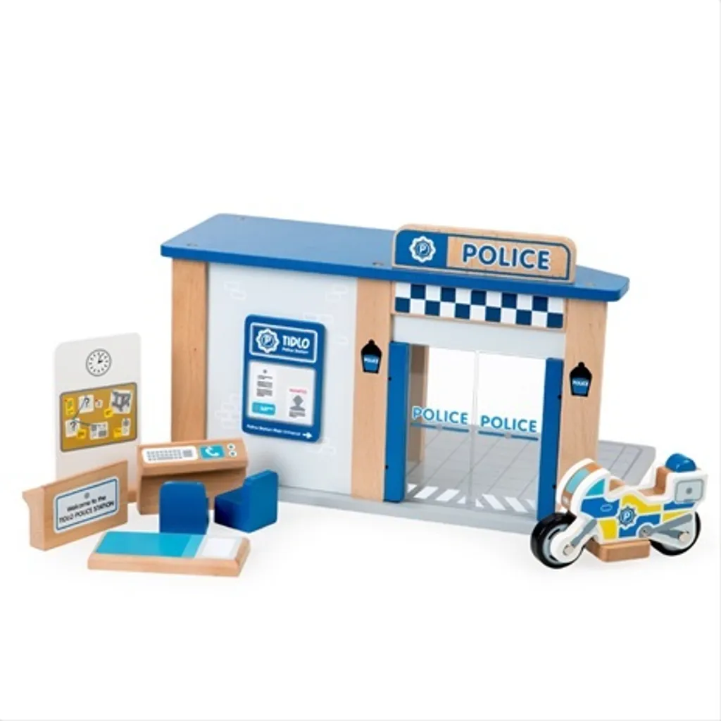 Poste de police de Tidlo Wooden en bois naturel pour enfant dès 3 ans