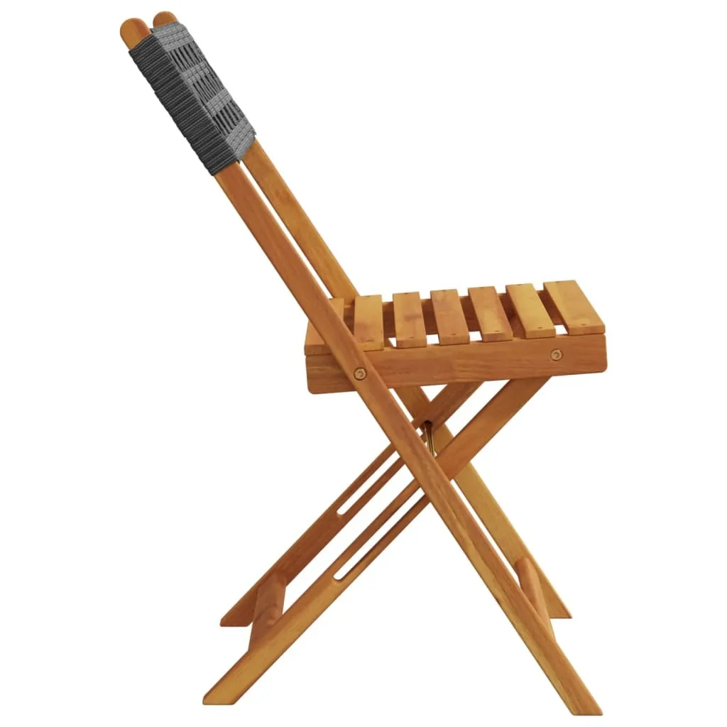 Sedie 2 pz Legno Massiccio Acacia Nera e Poly Rattan - Minimal Design - 6