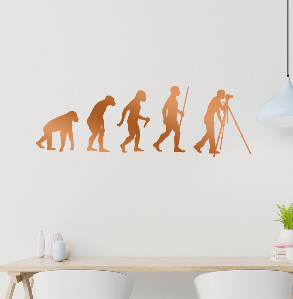 Fotograf Fotografie Evolution Wandtattoo Wandaufkleber Wall Sticker - Dekoration, Küche, Wohnzimmer, Schlafzimmer, Badezimmer