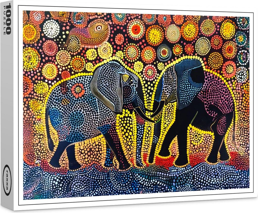 raxxa Premium-Puzzle "African elephants with tribal patterns painting", 1000 Teile