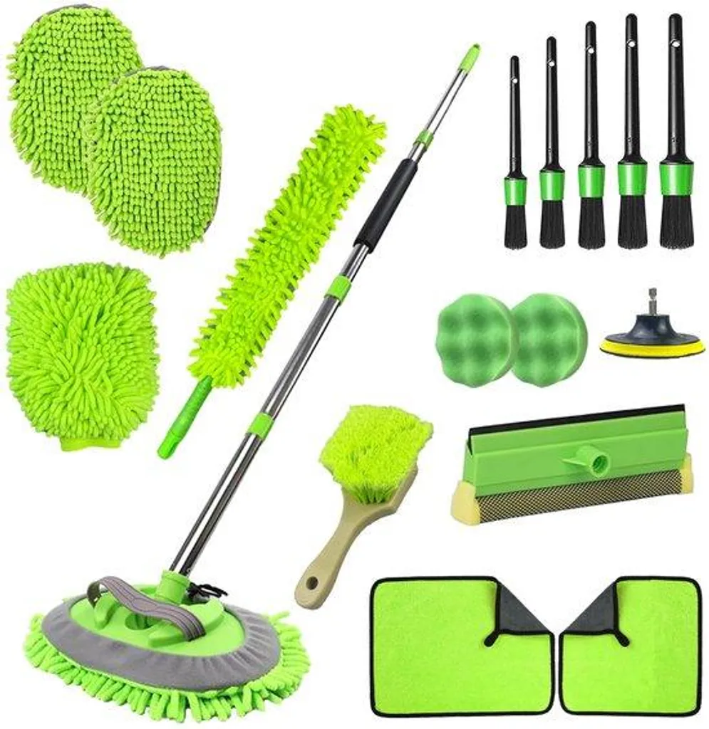 Kit de nettoyage pour voiture et caravane avec brosse longue portée