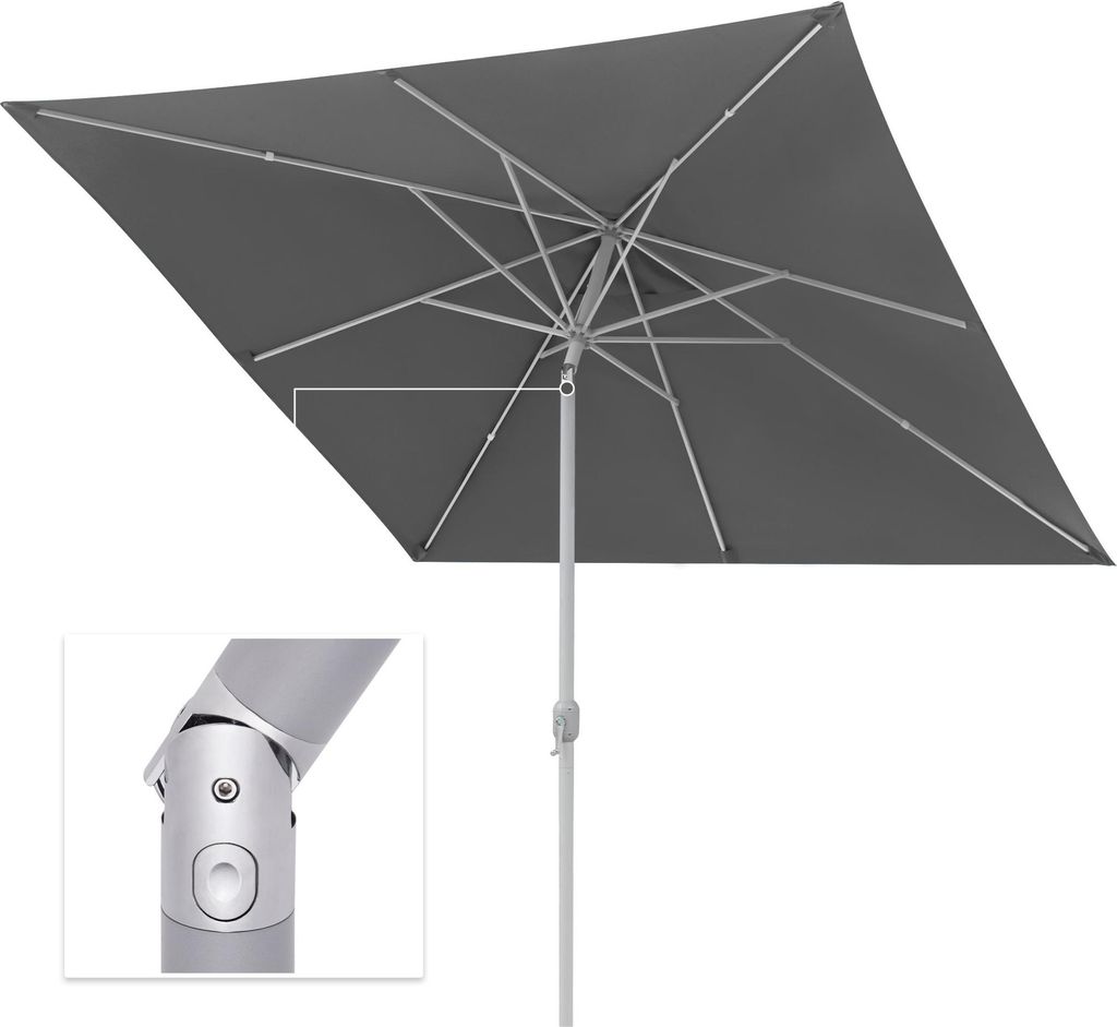 paramondo interpara Sonnenschirm, 3 x 3 m, quadratisch, grau, Gestell, silber knickbar, Kurbelbedienung, Alu-Mast & Air Vent | Balkonschirm & Garte...
