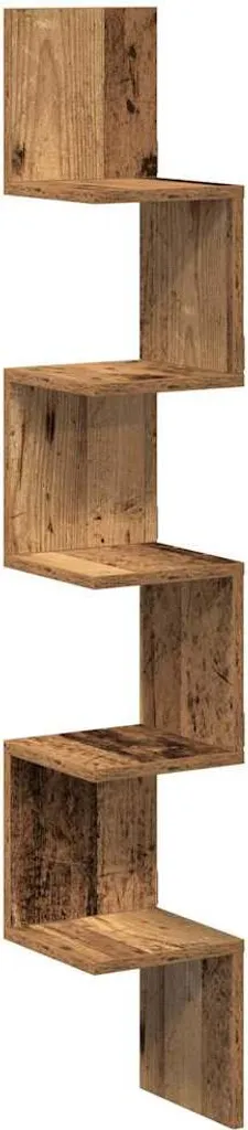 SYFAX™ Mensola Angolare Legno Antico - Risparmia Spazio con Stile - 2
