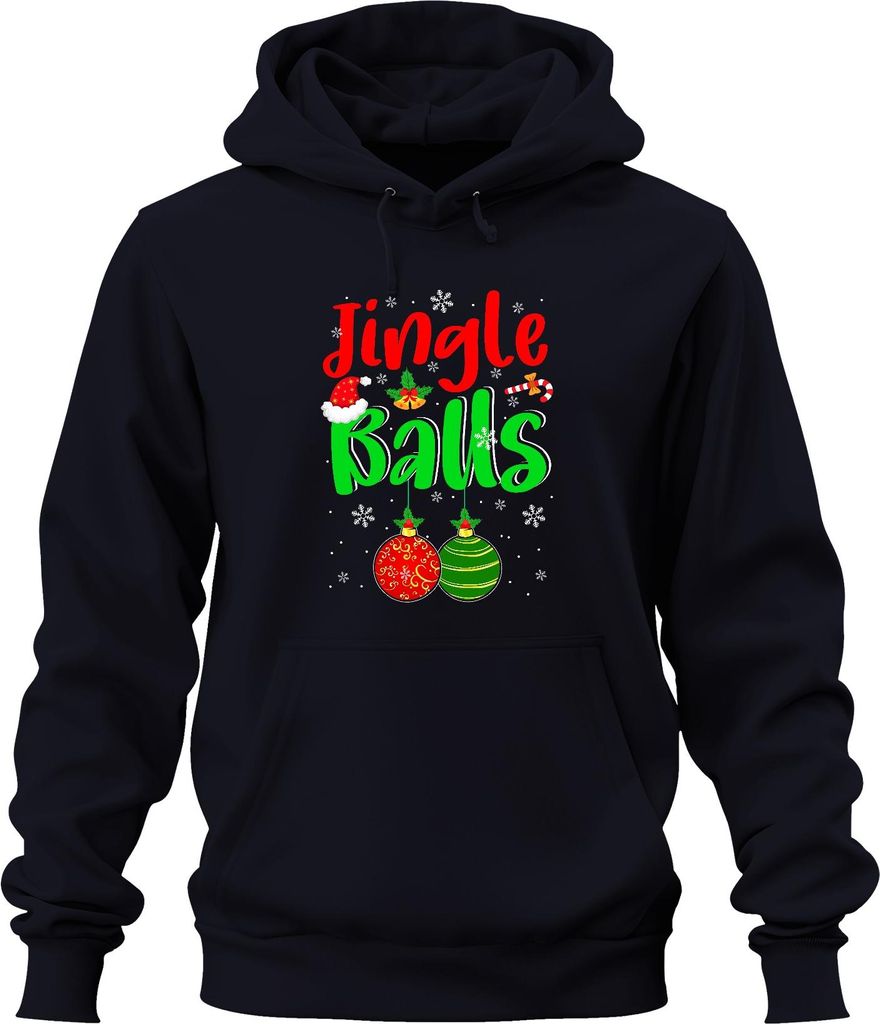 Jingle Balls Weihnachten Weihnachtskugeln Lustig Geschenk Uni Hoodie Kapuzenpullover, Navy, XXL