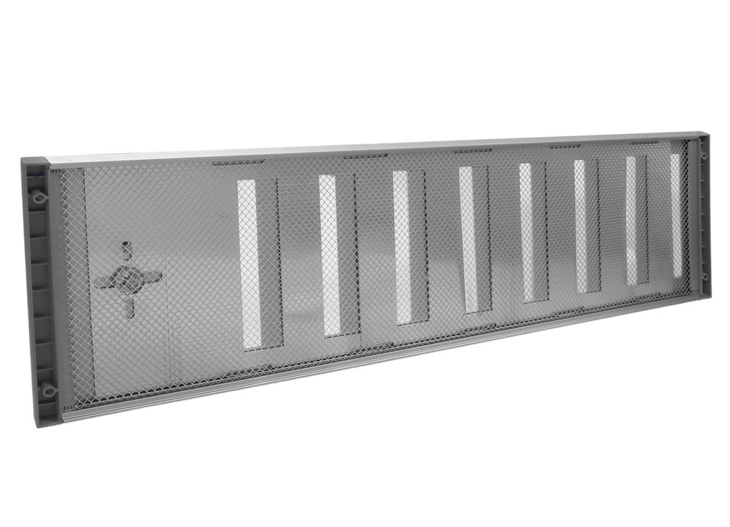 Lüftungsgitter LG 5015 SW Schiebegitter – 500x150 Mm, Aluminium Weiß, Mit Fliegengitter & Stufenloser Regelung