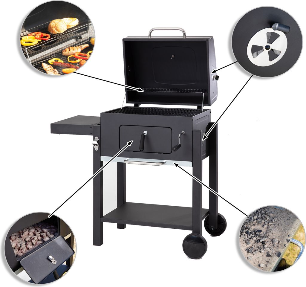 Grill na węgiel drzewny Centaurus, stal emaliowana, wózek Zdjęcie produktu 5