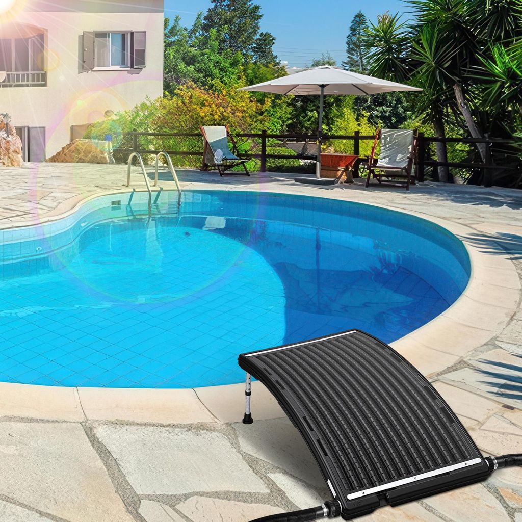 Izrielar 1 Stück Pool Solarheizung Solarheizpanel mit Anschlüssen Schwimmbad Poolheizung PoolSolarabsorber schwarz -110 x 69 x 14 cm