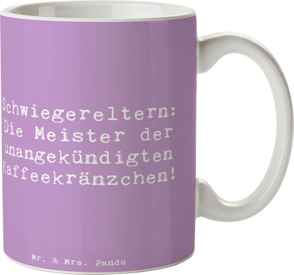 Mr. & Mrs. Panda Kaffeebecher Spruch Schwiegereltern Meister - Lavendeltraum - Geschenk, Unterstützung, einzigartige Designs, Geschenkideen, Läch...