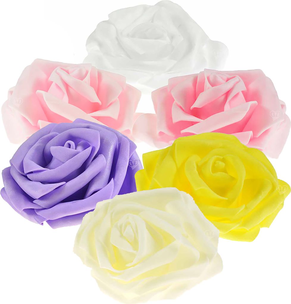 2 Rosen Ø 9cm, Farbe wählen - Dekoration Kunstrose Schaumgummi Floristik, Farbe:hellrosa