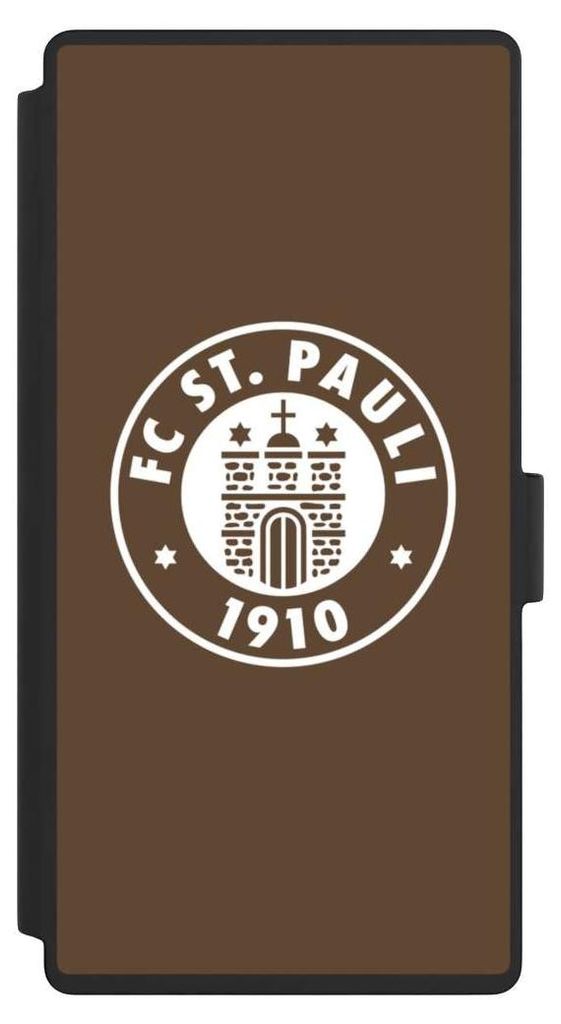 NIVOCASE Klapphülle für Samsung Galaxy S23 Ultra Handyhülle aus Kunst Leder NIVOflip schwarz FC St. Pauli Offizielles Lizenzprodukt Wappen