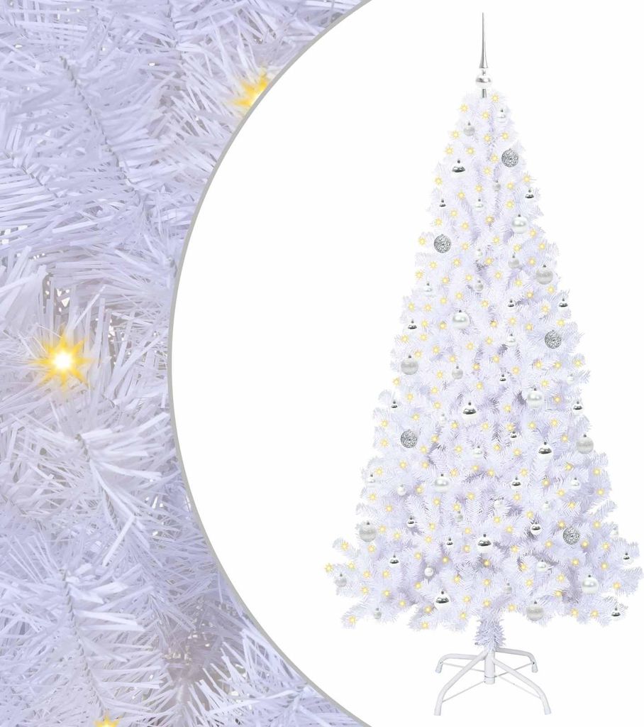 vidaXL Künstlicher Weihnachtsbaum Weiß 210 cm PVC und Stahl