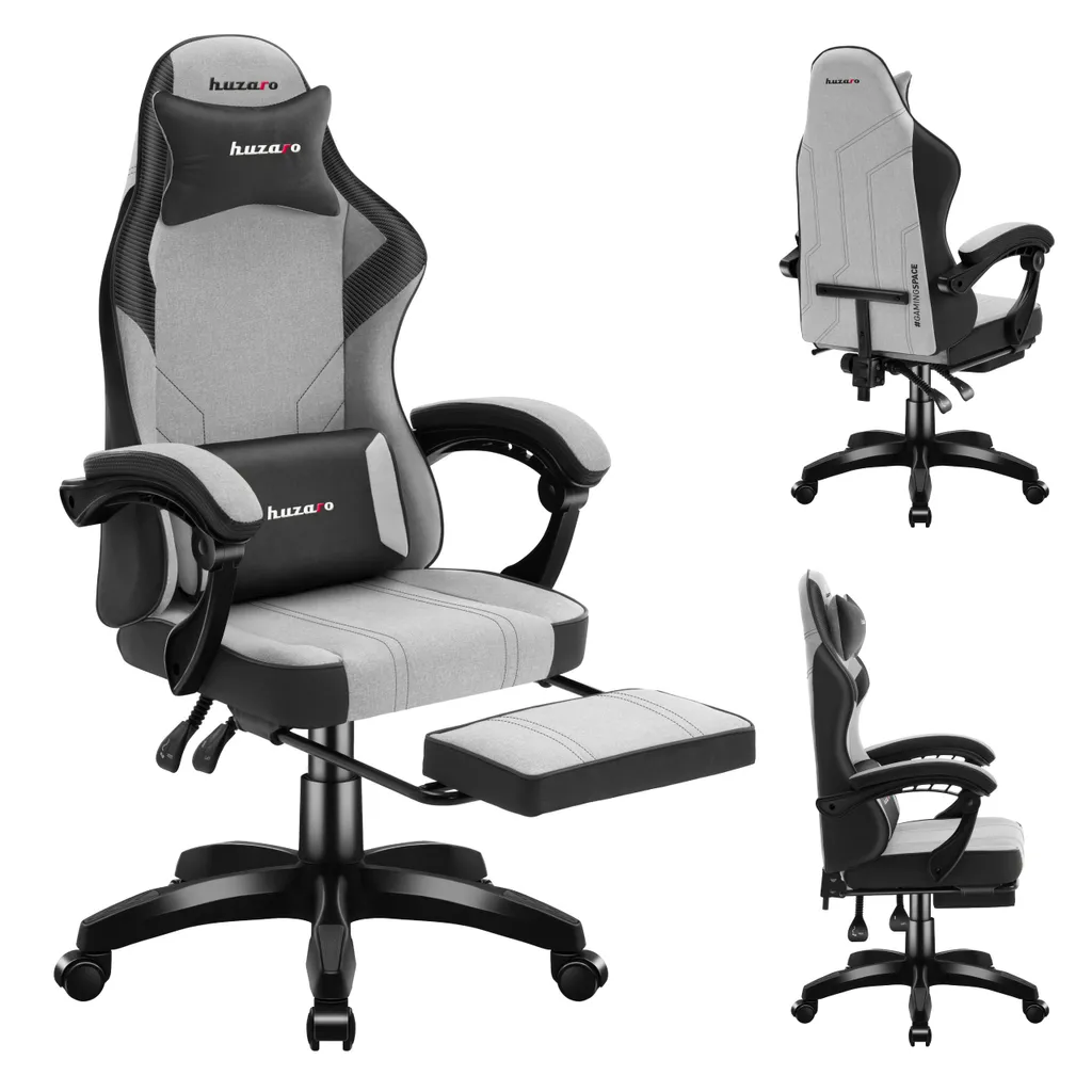 Fauteuil Gamer Ergonomique Huzaro Force 3.7 Gray en Tissu Gris Durable