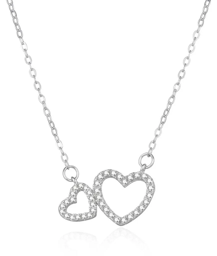 Collier en argent étincelant avec cœurs AGS1555/47 pour femme chic