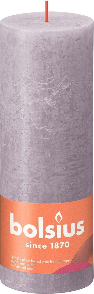 Bolsius Rustik Stumpenkerze gefrorener Lavendel 190/68mm
