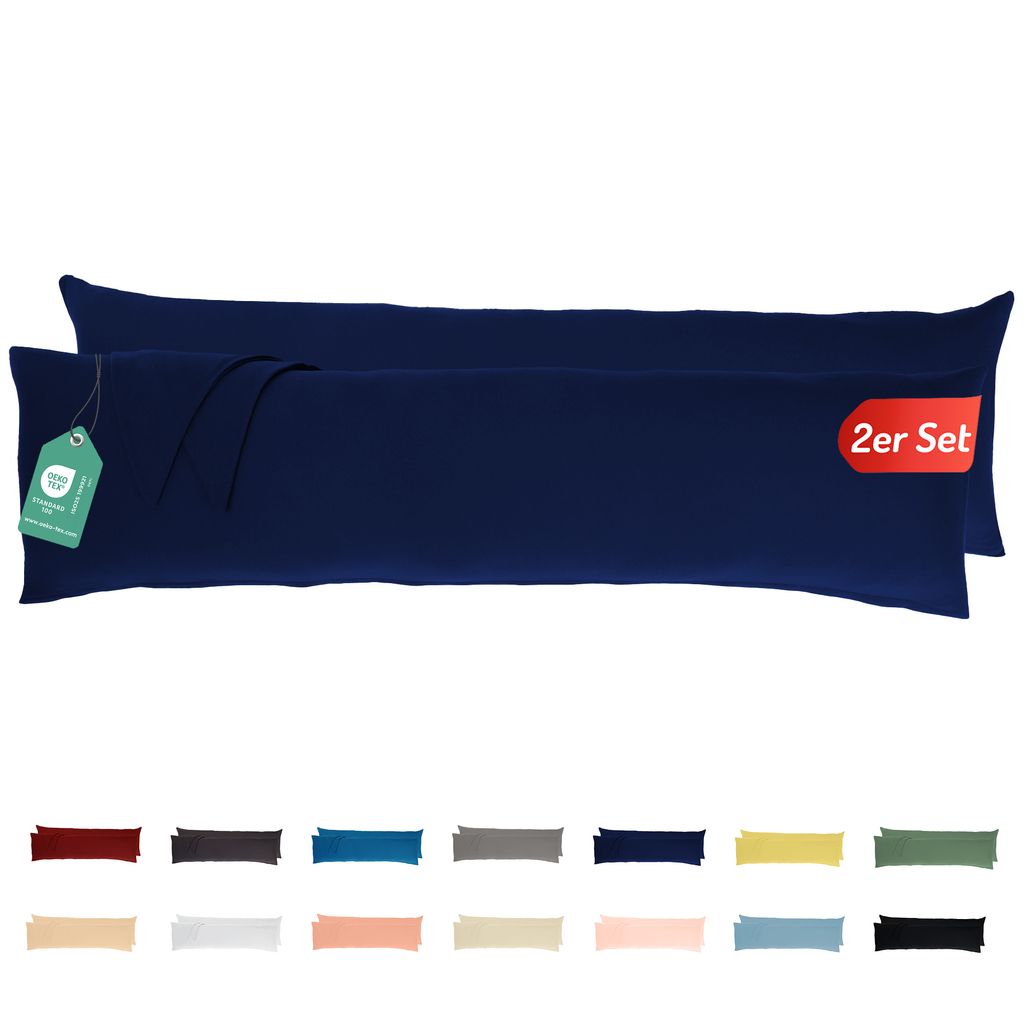 Jersey Kissenbezug 2er Set 40x145 cm 100% Baumwolle Dunkelblau
