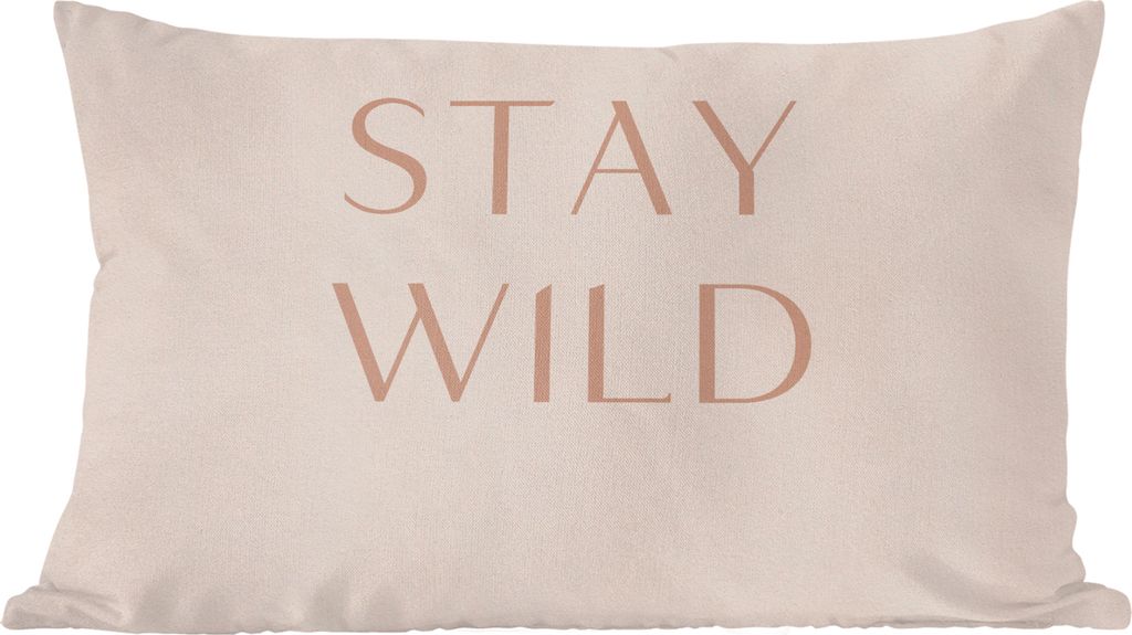 MuchoWow Zierkissen Sofakissen Wohnzimmer Dekokissen 50x30 cm Zitate - Text - Wild bleiben - Wohnzimmerdekoration - Polster mit Photo