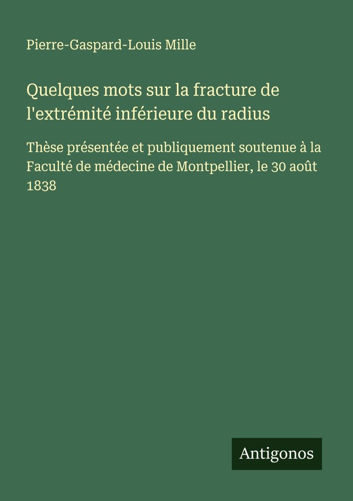 Ein paar Worte zur Fraktur des unteren Endes der Speiche