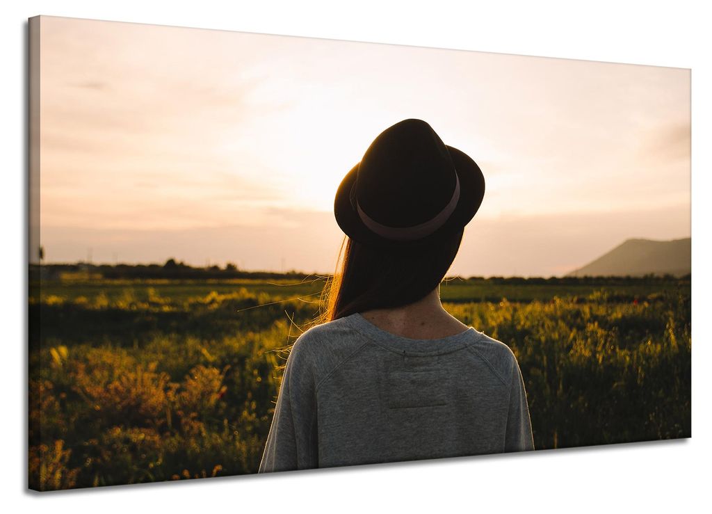 Leinwanddruck Natur Frau mit Hut 120x70