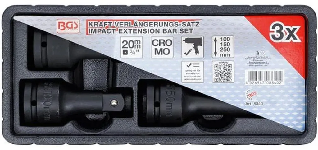 Rallonges à Choc 20mm Acier Cr-Mo - Set de 3 - D-Work Pro 3/4"