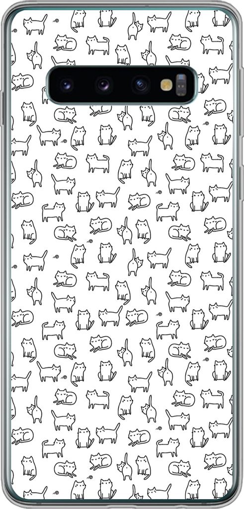 MuchoWow Handyhülle Schutzhülle Hülle für Telefoonhoesje Samsung Galaxy S10 Mädchen - Katze - Muster - Mädchen - Kinder - Kinder Silikon So...