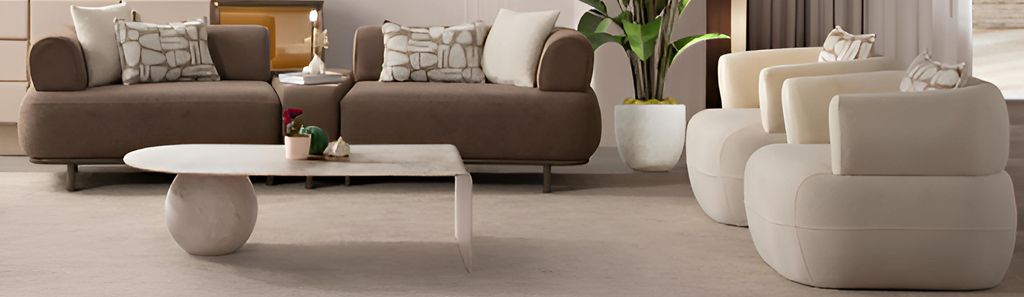 s Braun-Beiges Wohnzimmer Sofa-Set Designer 4-Sitzer Sessel