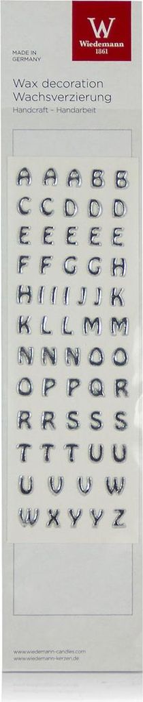 INNA-GLAS Kerzendeko Buchstaben DANILA für Kerzen, Großbuchstaben, Handarbeit, 61 Stück, silber, 9mm - Wachsverzierung