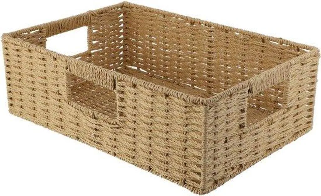 Grand panier de rangement élégant en papier avec poignées latérales