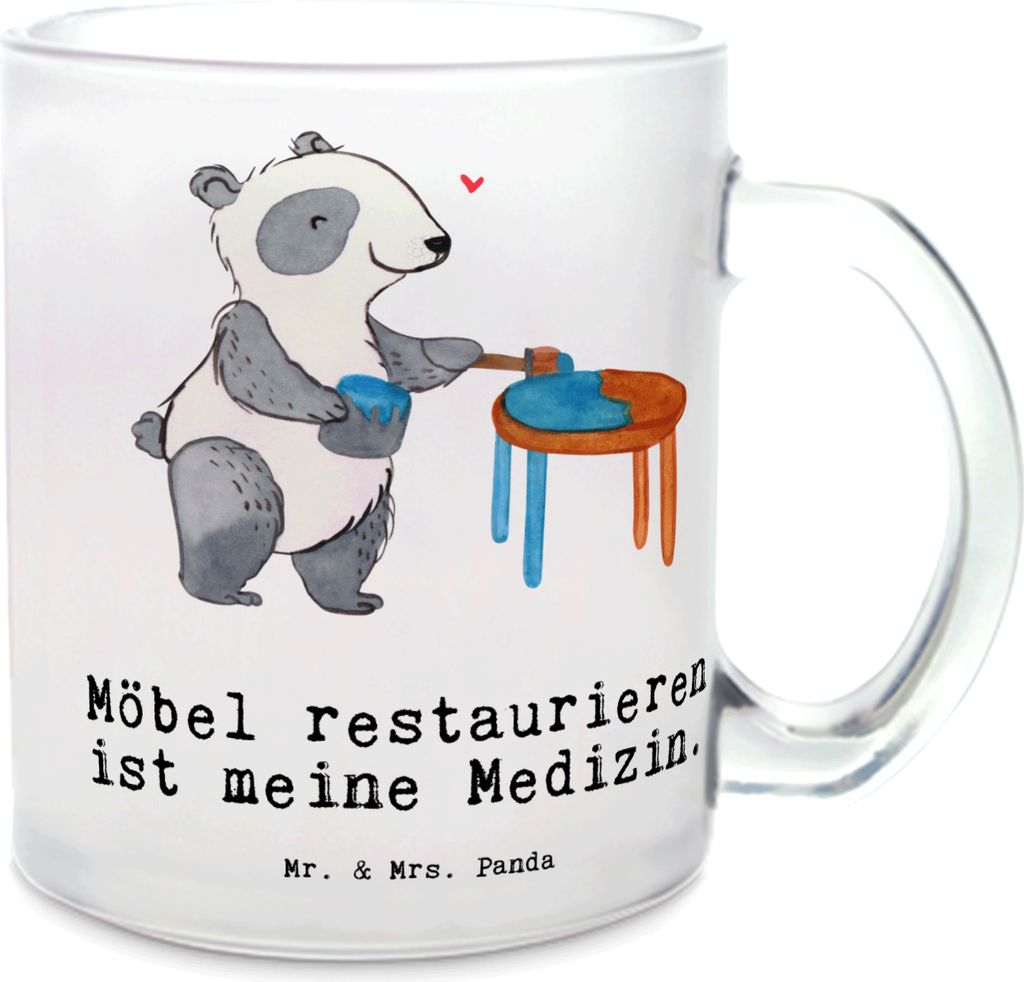 Mr. & Mrs. Panda Pott Panda Möbel restaurieren - Transparent - Geschenk, Haferl, Tee Tasse, Trinkglas, Teetasse, Restaurator, Handwerk, Antike, Sp...