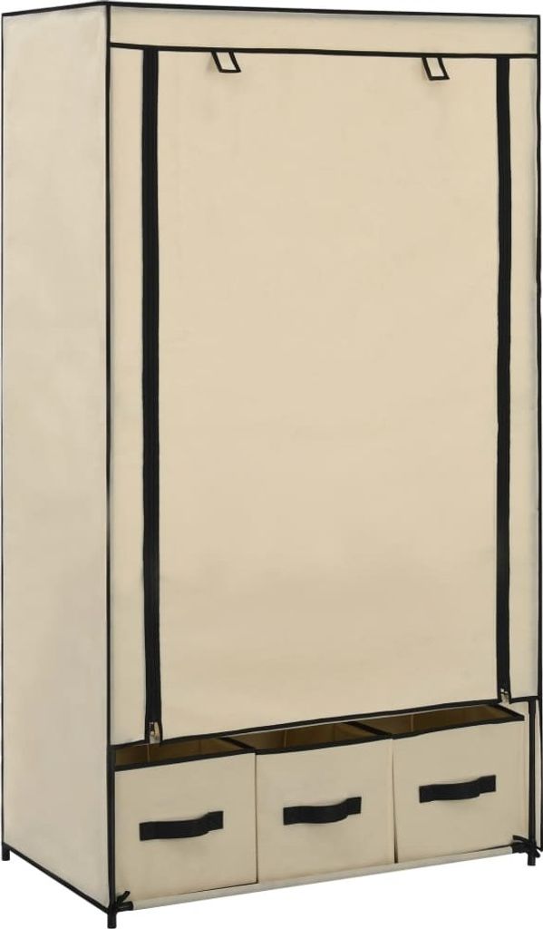 Kleiderschrank Creme 87 x 49 x 159 cm Stoff