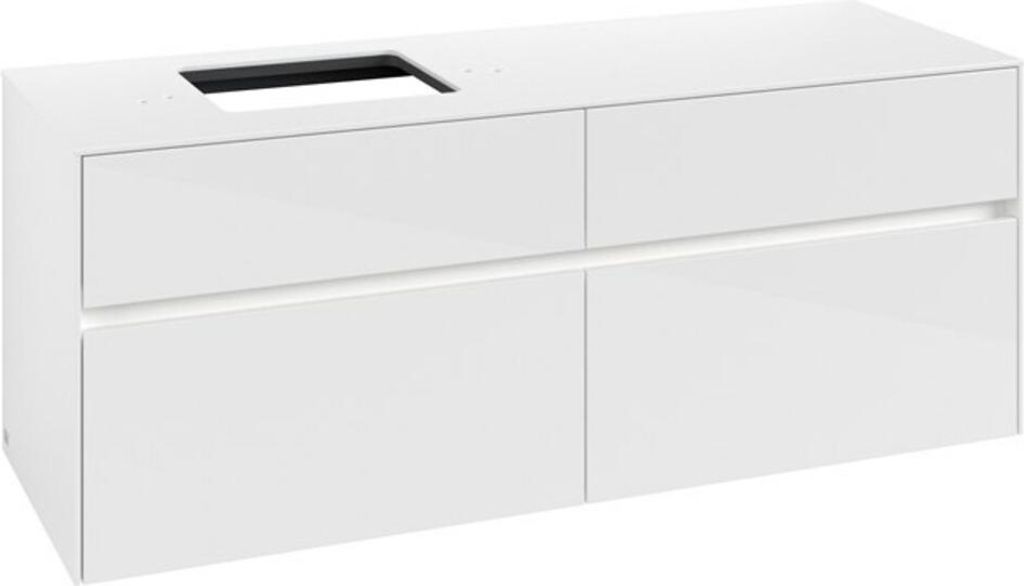 V&B Waschtischunterschrank Collaro 140x54,8x50cm, WT l, LED 10W, glo wh.