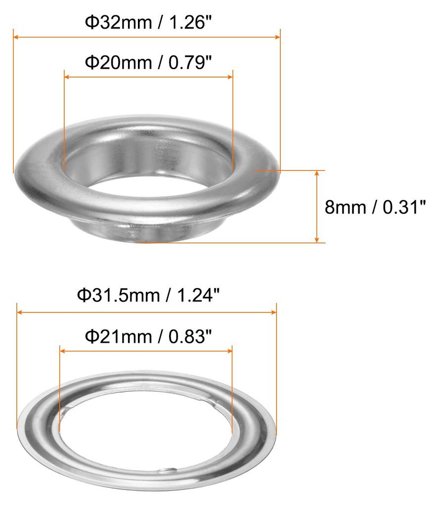20 Stš¹ck ?sen 20mm Metall?sen Grommet ?sen Tš¹lle Einschlag?sen Befestigungs?sen Scheiben fš¹r Planen Abdeckung Banner Leder Stoff Schuhe Ha...