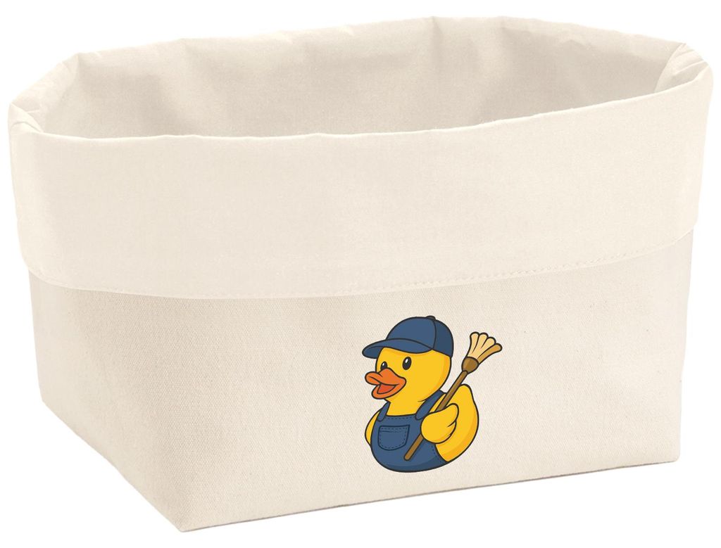 Huuraa Organizer Quietscheente Hausmeister Comic Gummiente 8 Liter Large Canvas Baumwolle Utensilo Geschenkidee
