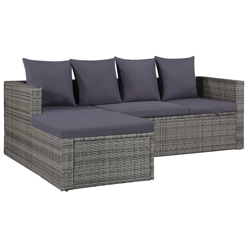 Set Divani da Giardino 4 pz con Cuscini in Polyrattan Immagine del prodotto 