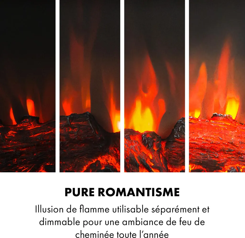 Mauna Loa Électrofoyer 2000W LED Flammes avec Télécommande et Étagère - 3