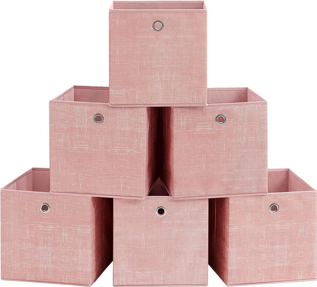Rangement sous-vêtements et accessoires : lot de 6 boîtes rose poudré