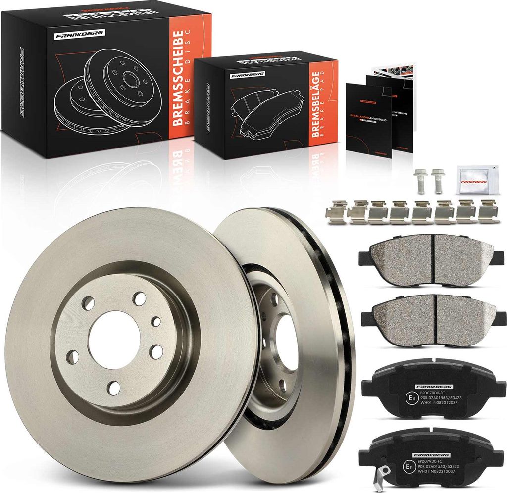 Frankberg 2x Bremsscheiben 4x Bremsbeläge Vorderachse für Fiat 500L 351 352 0.9L 1.2L 1.4L Bj ab 2012