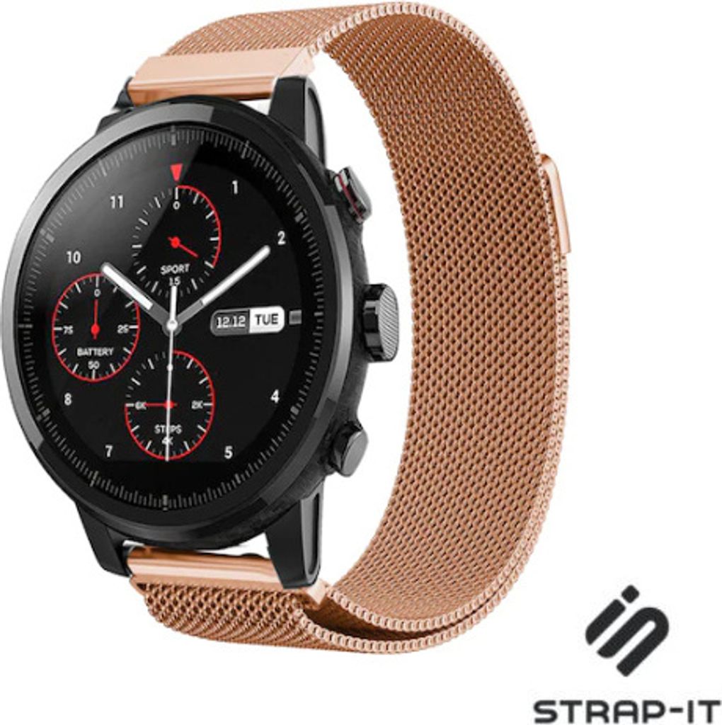 Strap-it Milanese Armband - Kompatibel mit Amazfit Stratos Armband Ersatzarmband Edelstahl - Armband mit Magnetverschluss - Hochwertiges Material -...