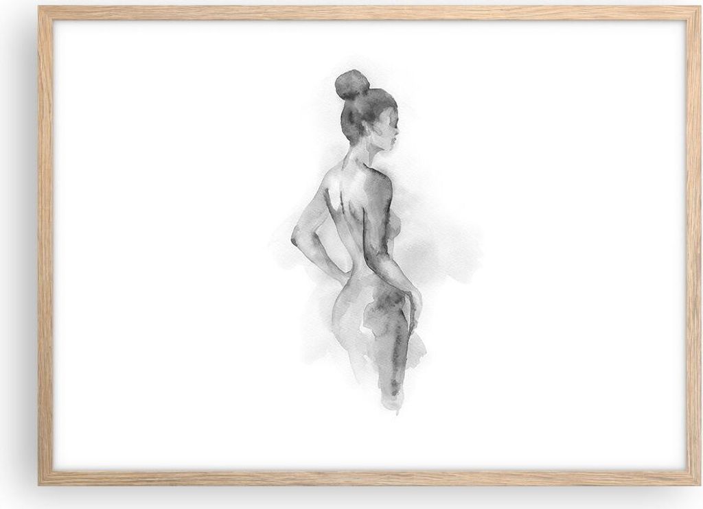 Gerahmtes Poster - Rahmen in heller Eiche - Frau Körper Stück - 70x50 cm - Wand Bild - Wanddeko - Wandbilder - Kunstposter - Wandposter - Bilderr...