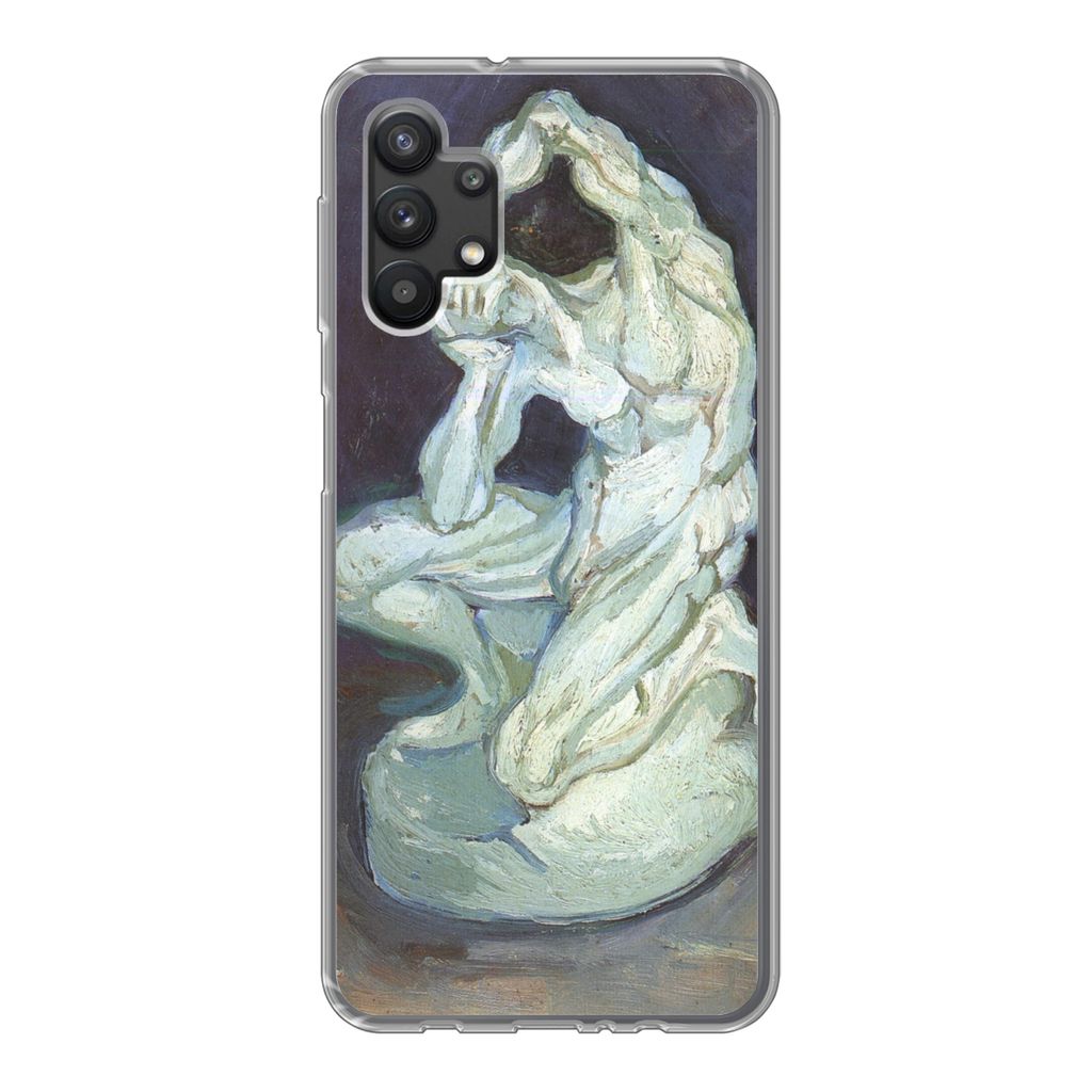 MuchoWow Handyhülle Schutzhülle Hülle für Samsung Galaxy A32 5G Gipsskulptur eines knienden Mannes - Vincent van Gogh Silikon Softcase Handy ...