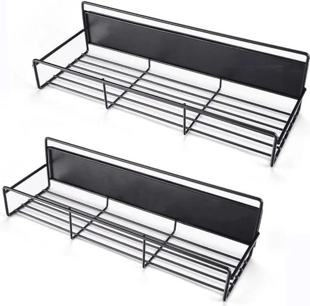 Étagère magnétique noire 2 niveaux avec fixation aimantée puissante