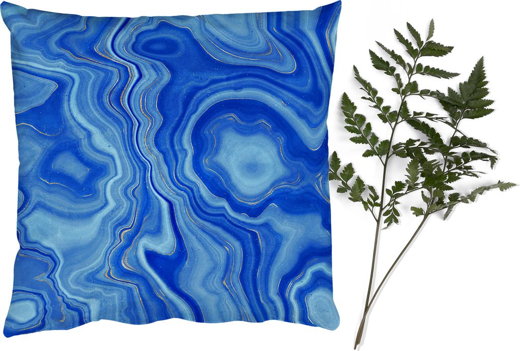 MuchoWow Zierkissen Sofakissen Wohnzimmer Dekokissen 45x45 cm Blau - Achatgeode - Steine - Marmor - Schlafpolster - Polster für das Sofa