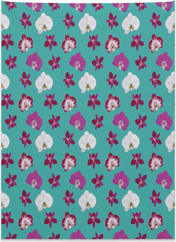 Abakuhaus Orchideen Wandteppich, Vibrierende tropische Blumen aus Weiches Mikrofaser Stoff Kein Verblassen Klare Farben Waschbar, 110 x 150 cm, Dun...