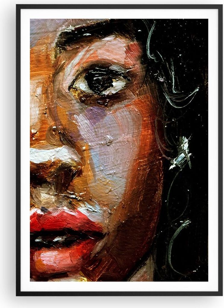 Gerahmtes Poster - Schwarzer Rahmen - Pastos Porträt afrikanisch - 70x100 cm - Wand Bild - Wanddeko - Wandbilder - Kunstposter - Wandposter - Bild...