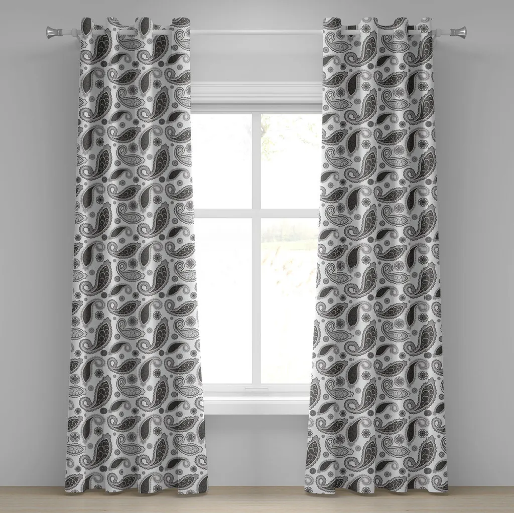 Rideau à œillets Paisley ABAKUHAUS 280x175 cm Gris et Blanc Oriental