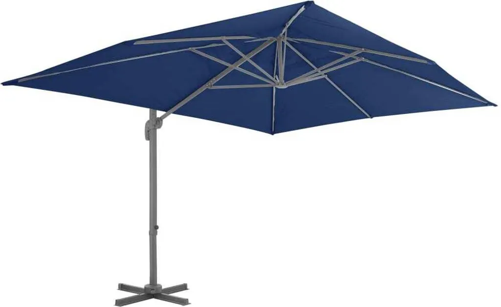 Parapluie de jardin 4x3 m aluminium bleu azur résistant aux UV
