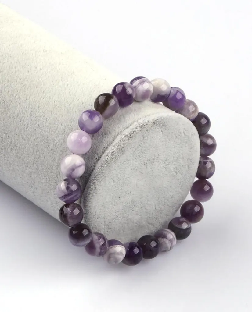 Bracelet perles améthyste naturelle - Bijou en pierres fines élastique