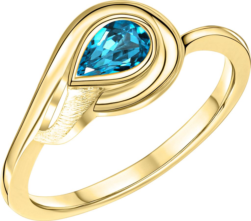 V Ring 375/- Gold gelb 056 (17,8) Blautopas beh. blau 360370701-2