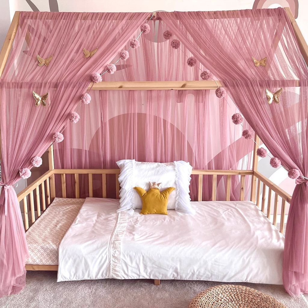 Hausbett Himmel Betthimmel altrosa für Kinderbett Produktbild 
