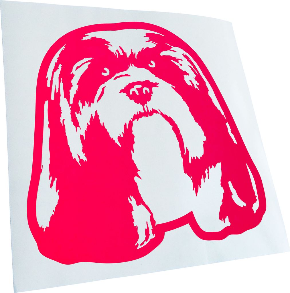 Kiwistar - Autoaufkleber - lhasa apso Hund - Neonpink - 24x24cm - Aufkleber für Auto, Laptop, Fahrrad, LKW, Motorrad mehrfarbig JDM Decal Racing
